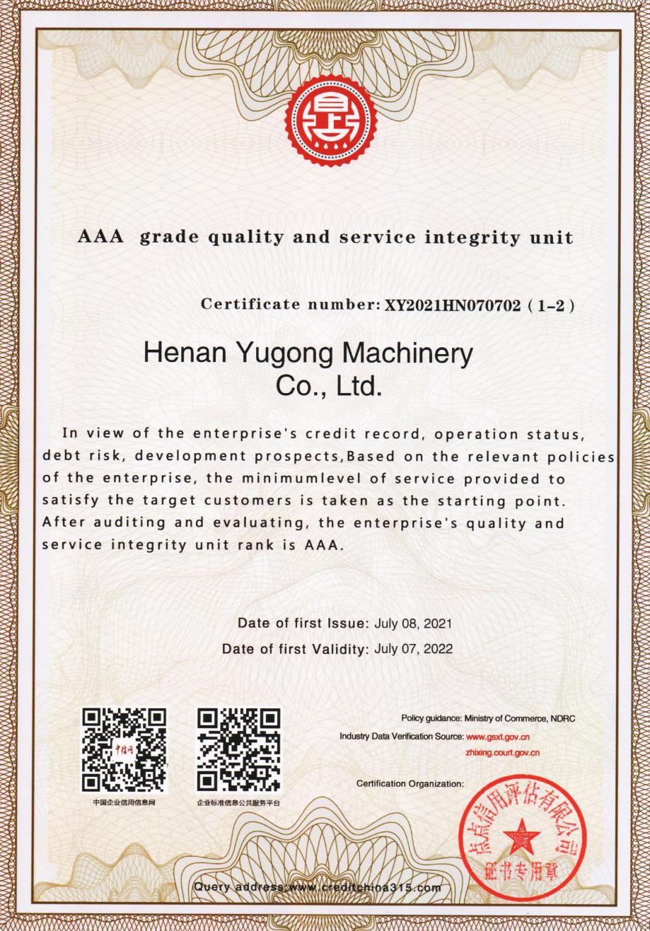 AAA grade quality and service integrity unit