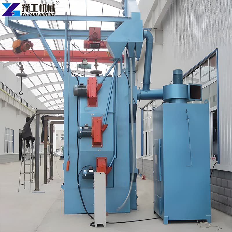 Industrial Shot Blasting Machine In Operation