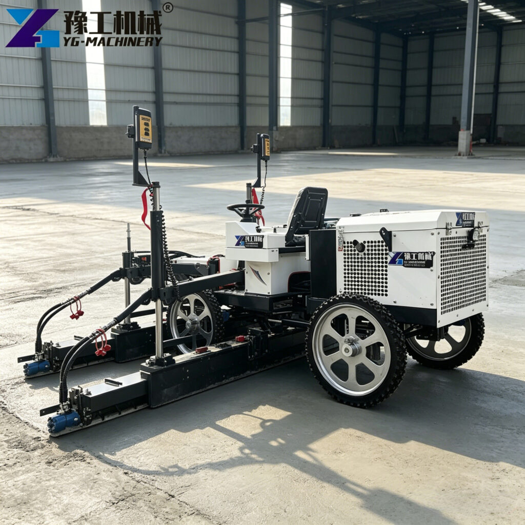 automatic screed leveling concrete surface