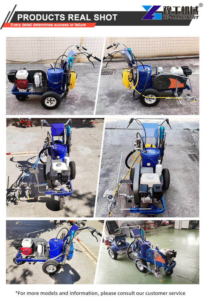 cold paint road marking machine on road