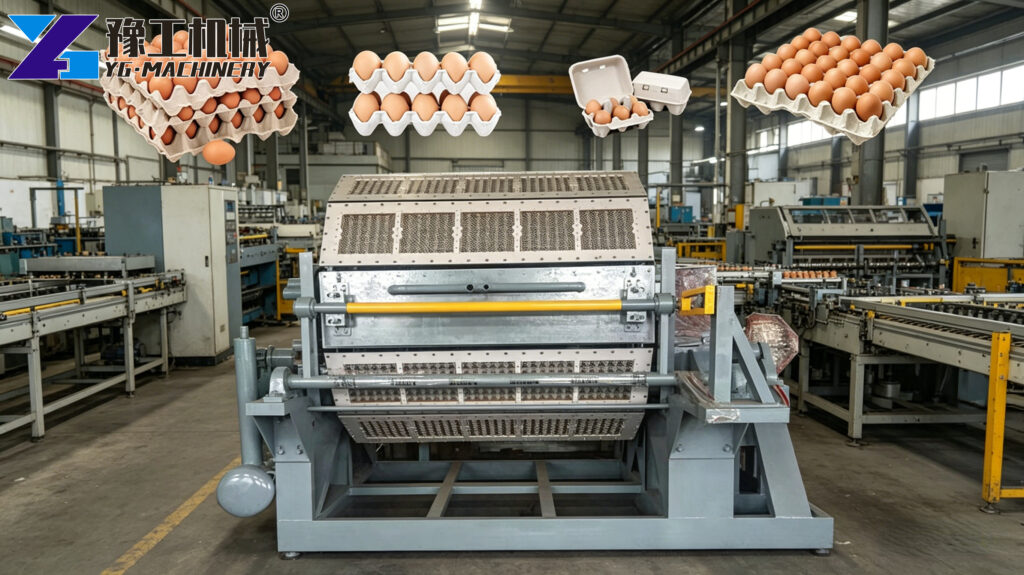 egg tray maker machine producing paper trays