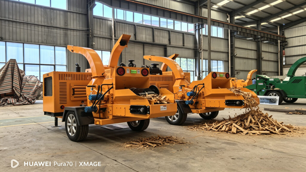 industrial wood chipper forestry operation work