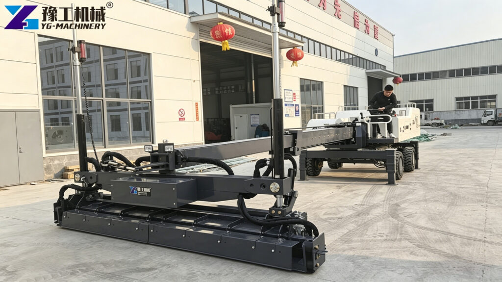 laser screed smoothing large concrete slab