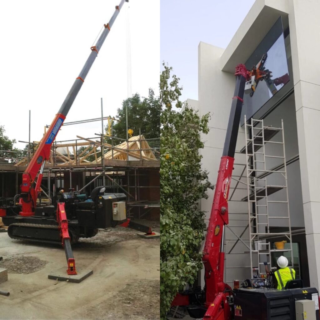 mini spider crane glass installation work