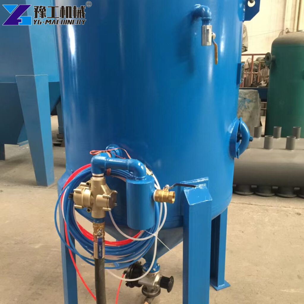 sand blaster cleaning metal surface