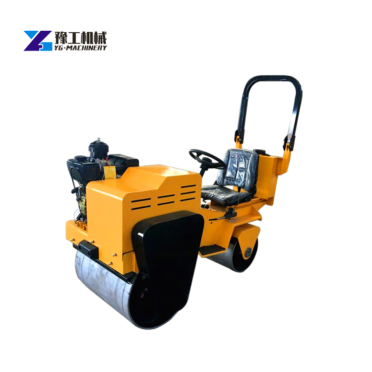 small road roller compacting asphalt surface