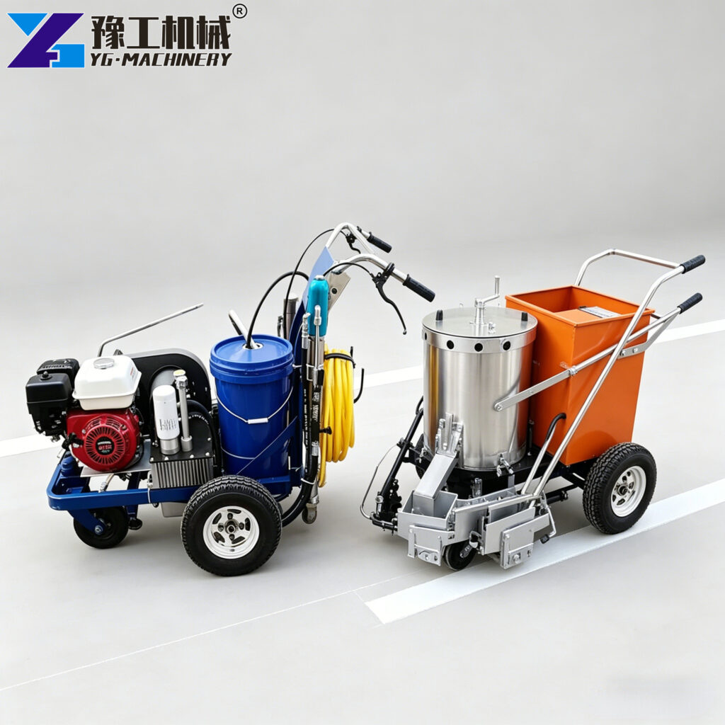 thermoplastic vs. cold road line marking machine