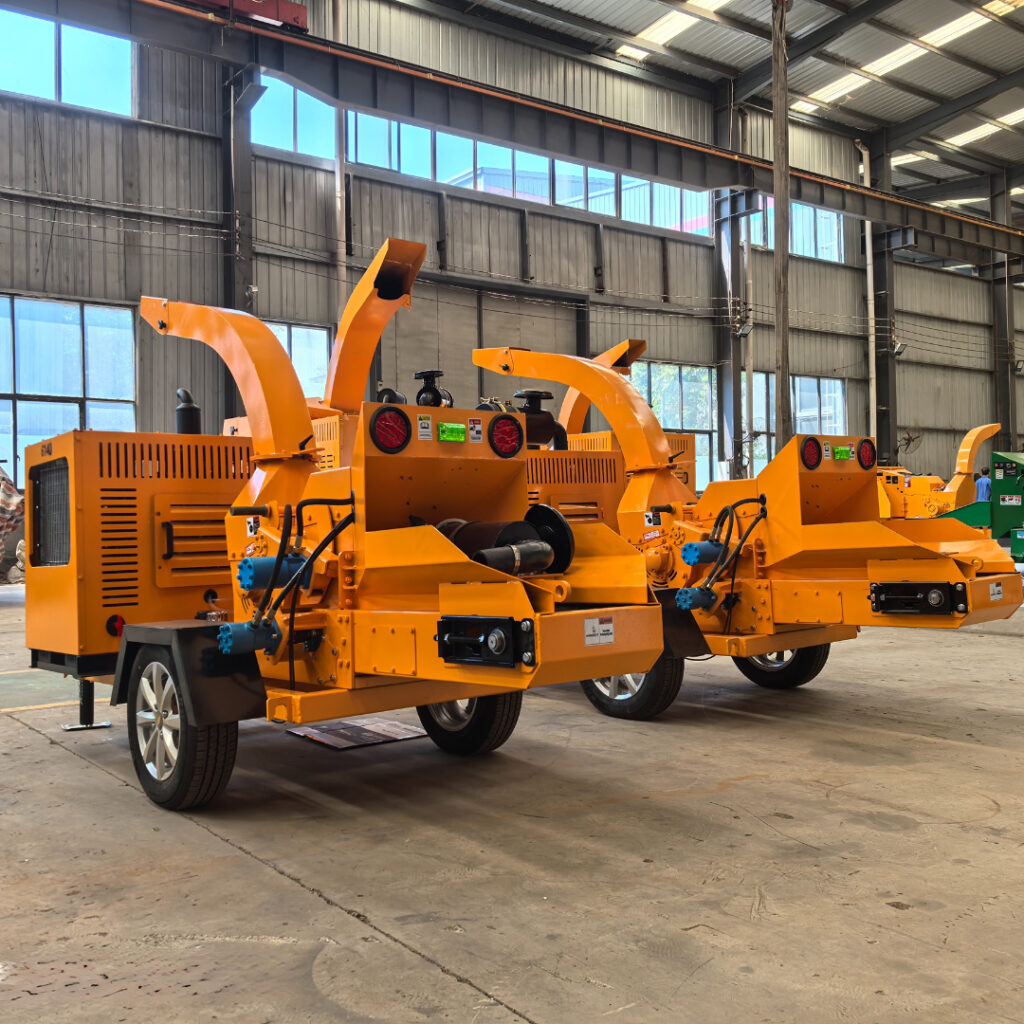tree wood chipper machine close view