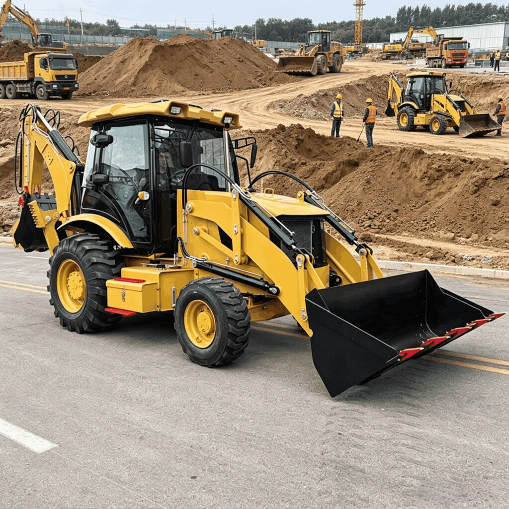 Compact Tractor Loader Backhoe Digging Trench