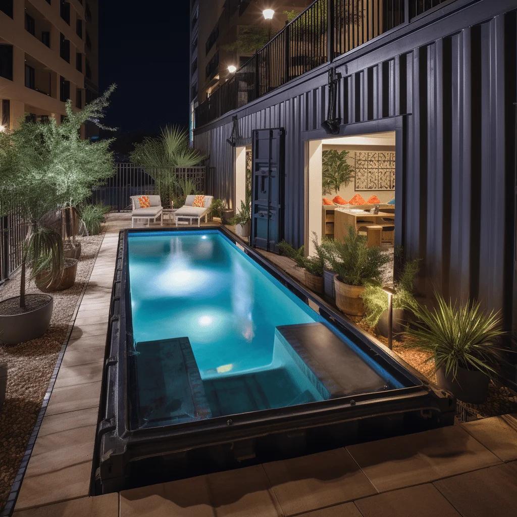 Container Pool Night Lighting