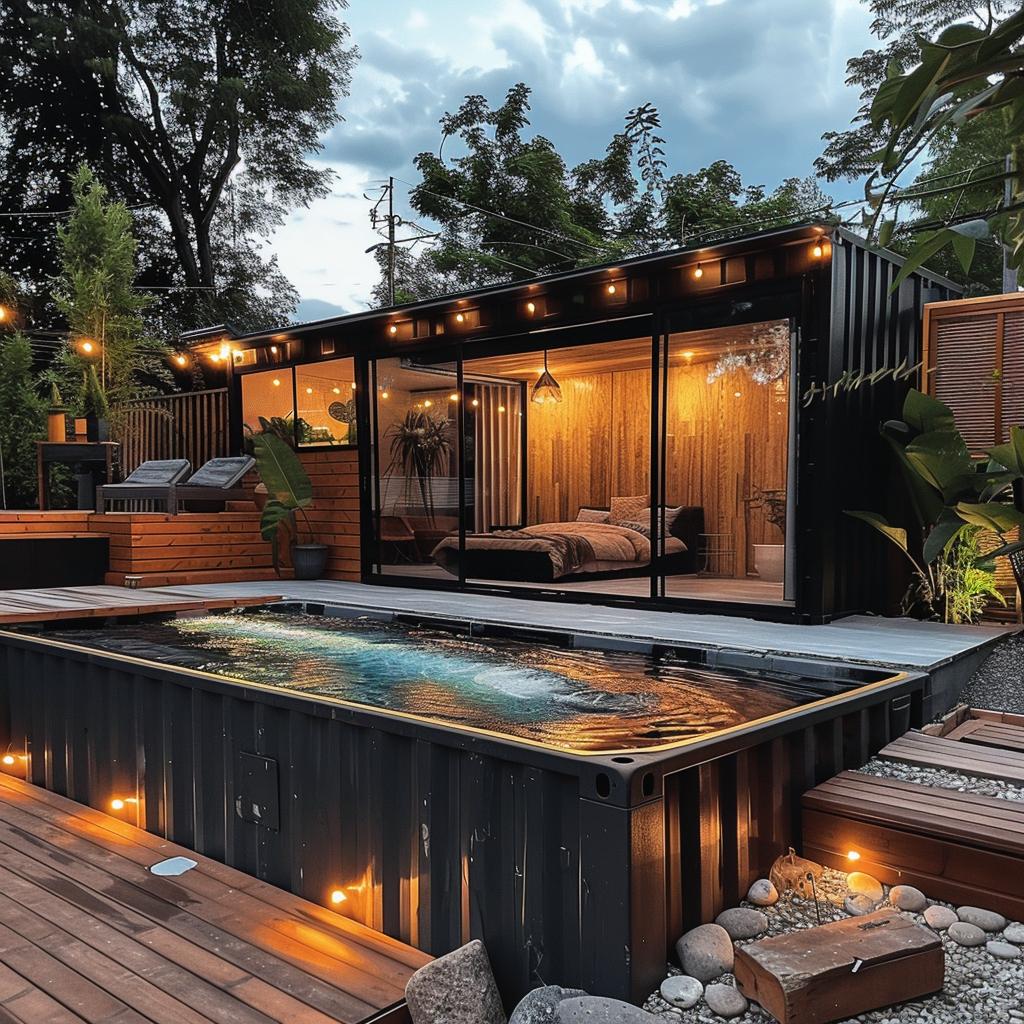 Container Swimming Pool with LED Lighting
