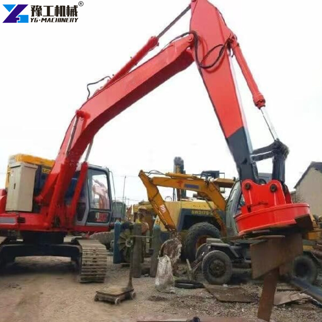 Excavator Mounted Magnet In Yard
