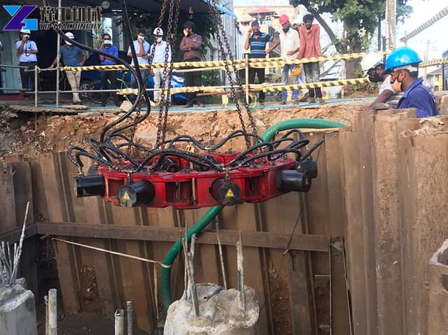 Excavator Pile Breaker Operation Scene