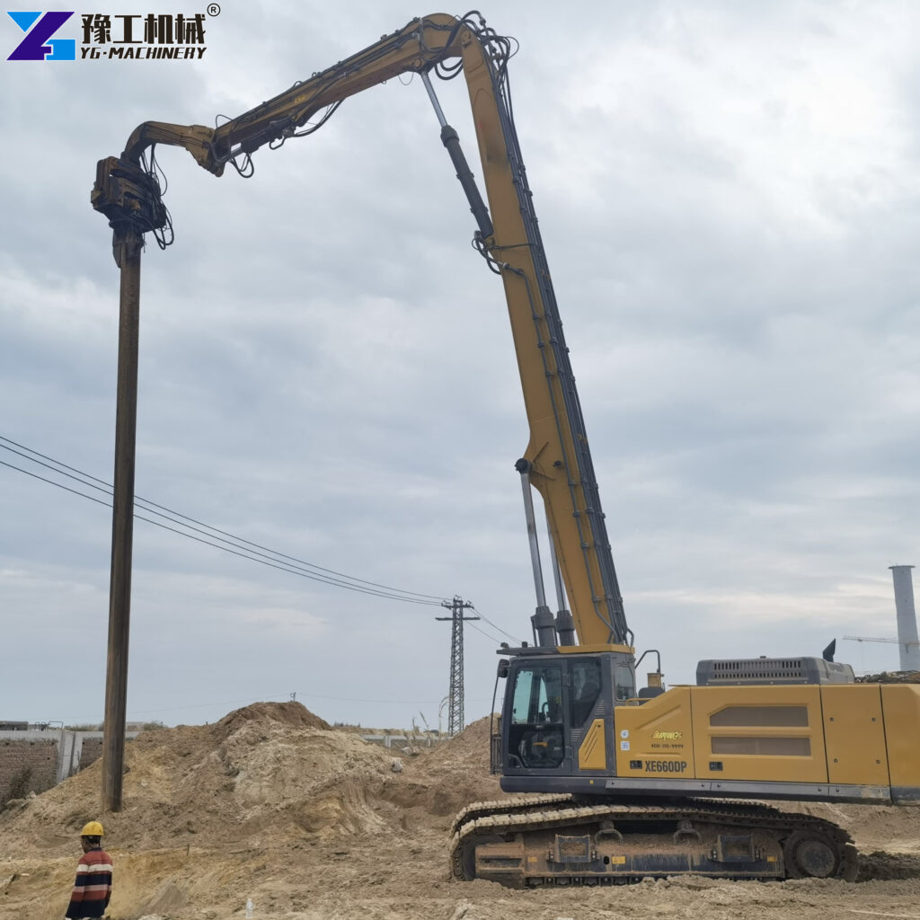 Excavator Pile Driver Operation