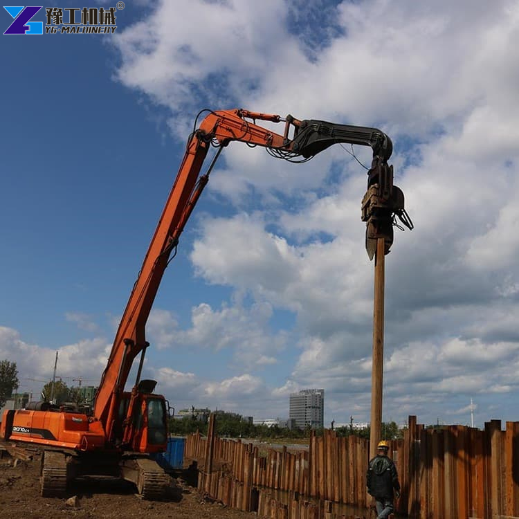 Excavator Pile Driver Working