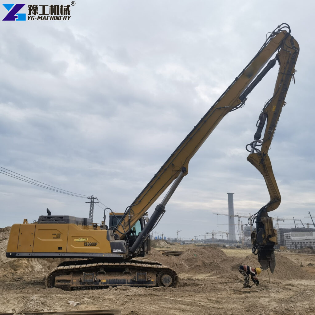 Hydraulic Excavator Pile Driver in Action