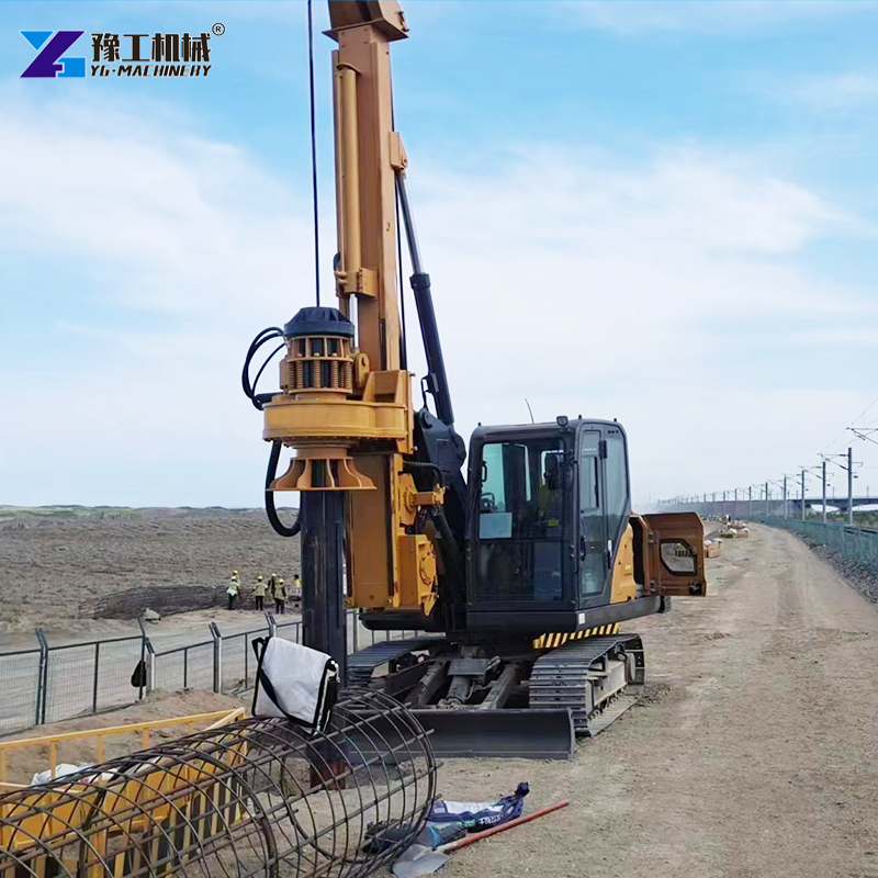 Local Workers Using Pile Foundation Drilling Rig