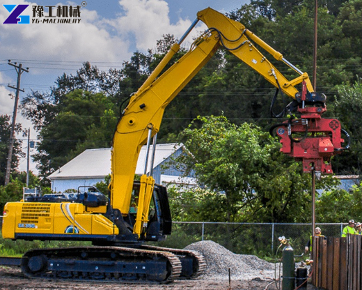 Sheet Pile Driver Attached Excavator