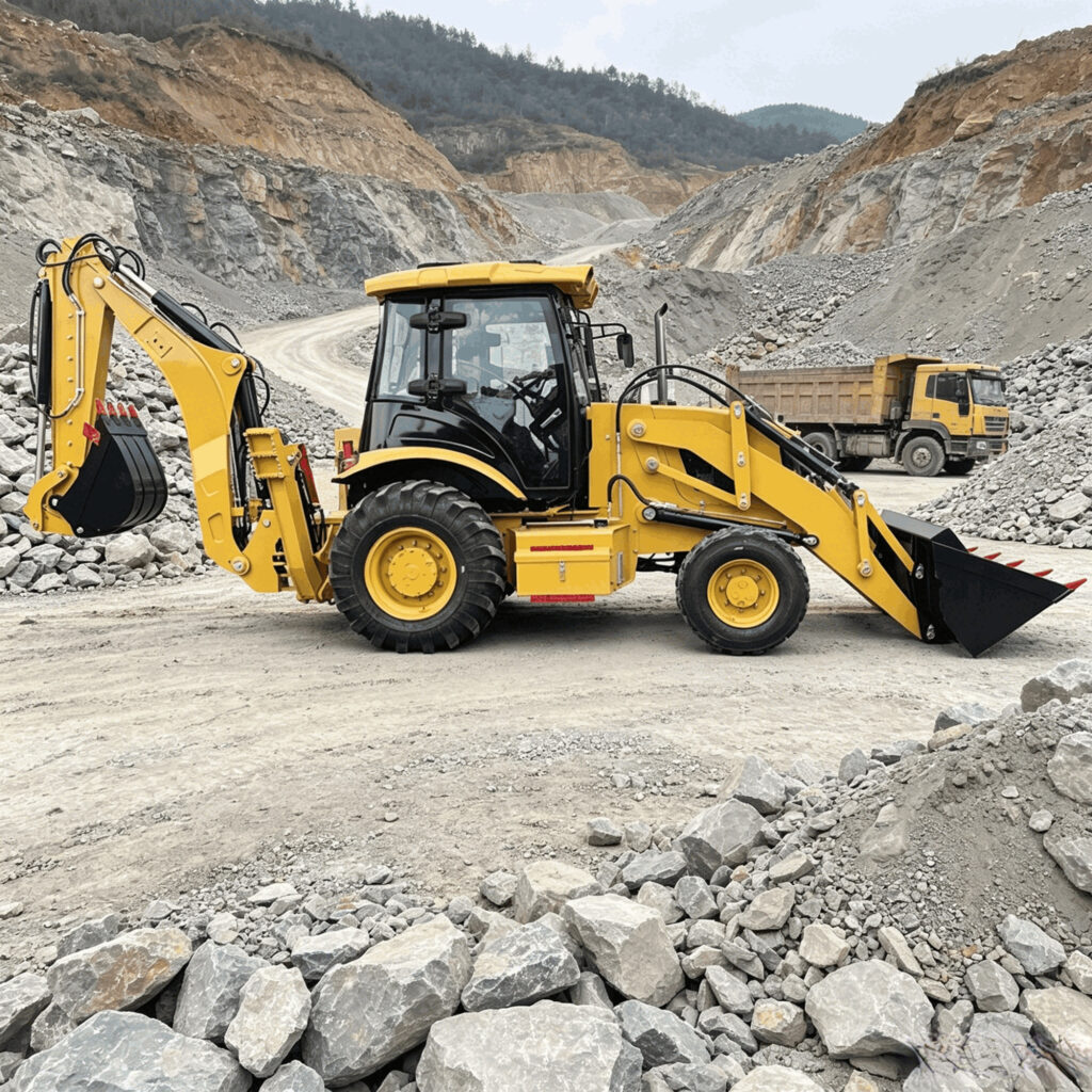Small Backhoe Loader Working Site