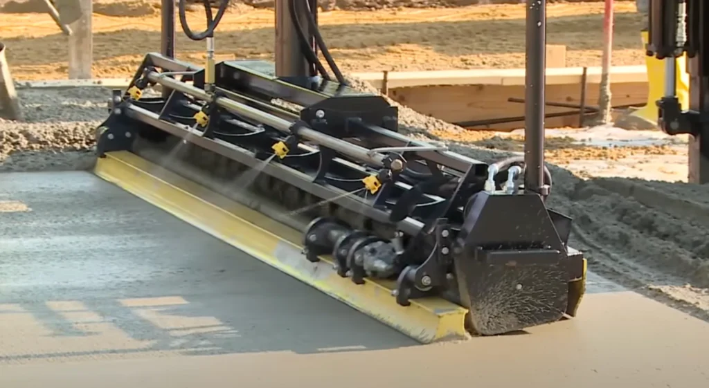 The Laser Screed Is Currently Engaged in Rapid, Large-Area Construction Operations
