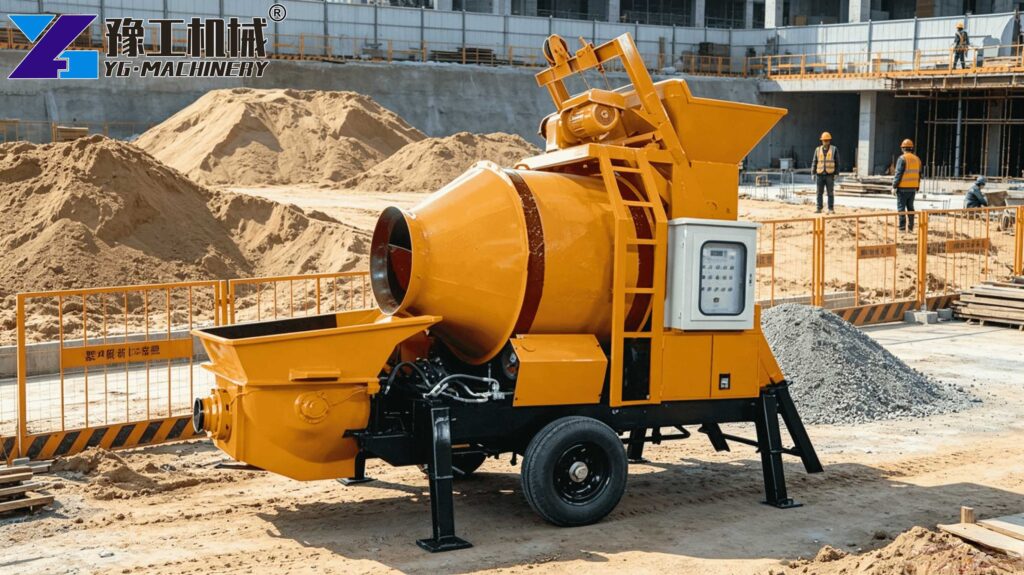 Commercial Pump Placing Concrete At Construction Site