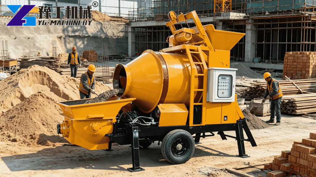 Concrete Mixer with Concrete Pump