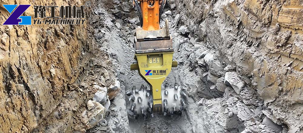 Excavator Milling Attachment Construction Site