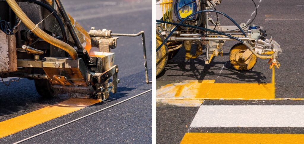 Thermoplastic Marking Machine Applying Road Lines