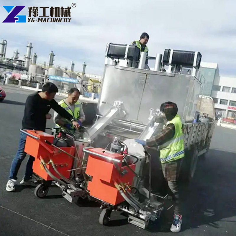 Thermoplastic Striping Machine in Operation
