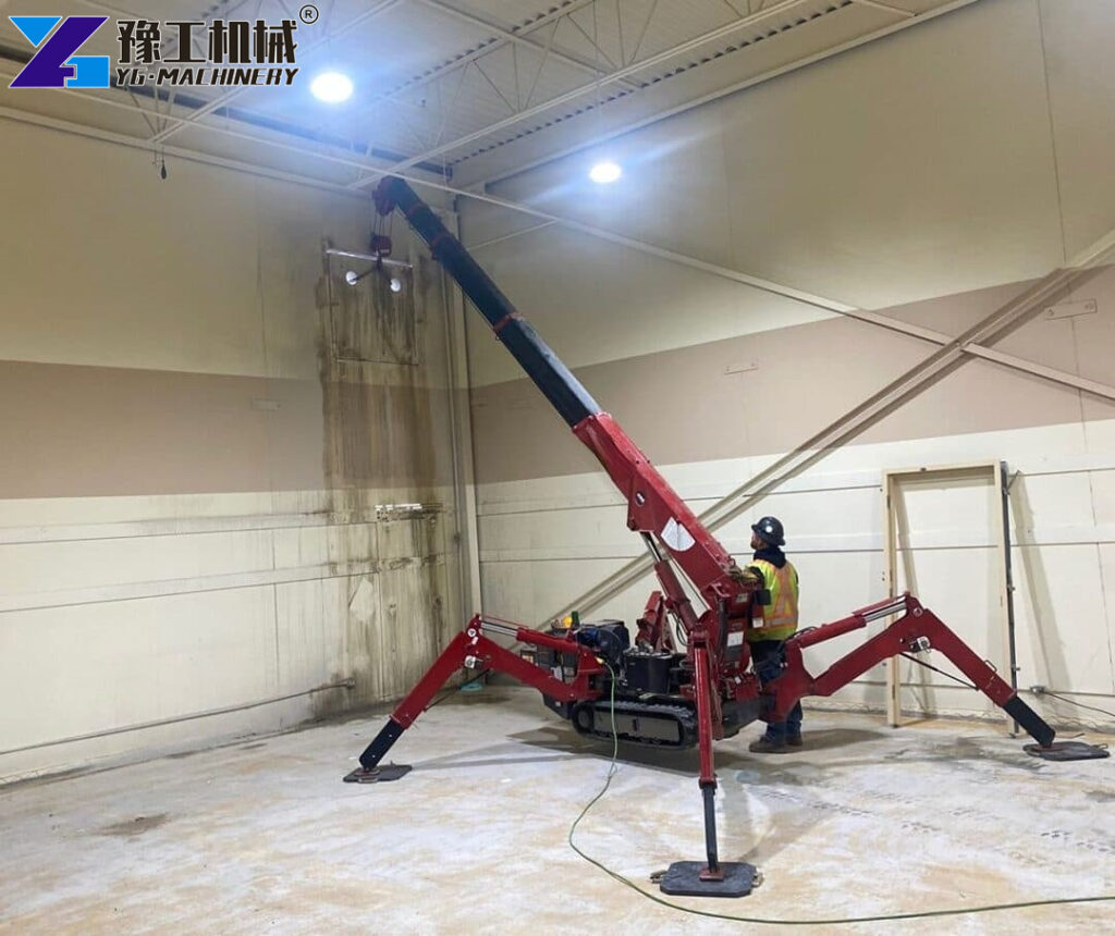 Tracked Mini Crane Operating Indoors With Electric Motor
