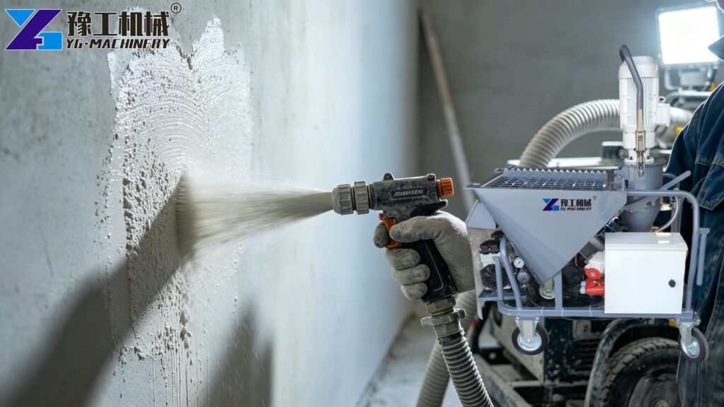 Wall Plaster Spray Machine Construction Site