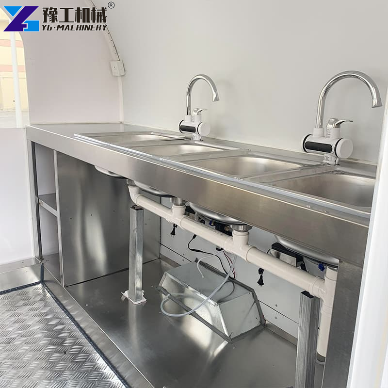 Custom Food Cart Dual Sinks With Hot Water Faucet