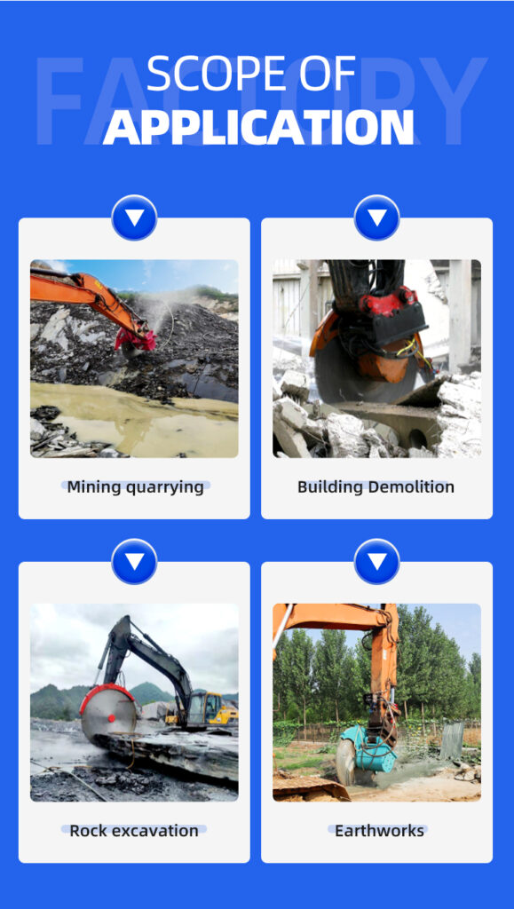 Excavator Rock Saw Attachment Application