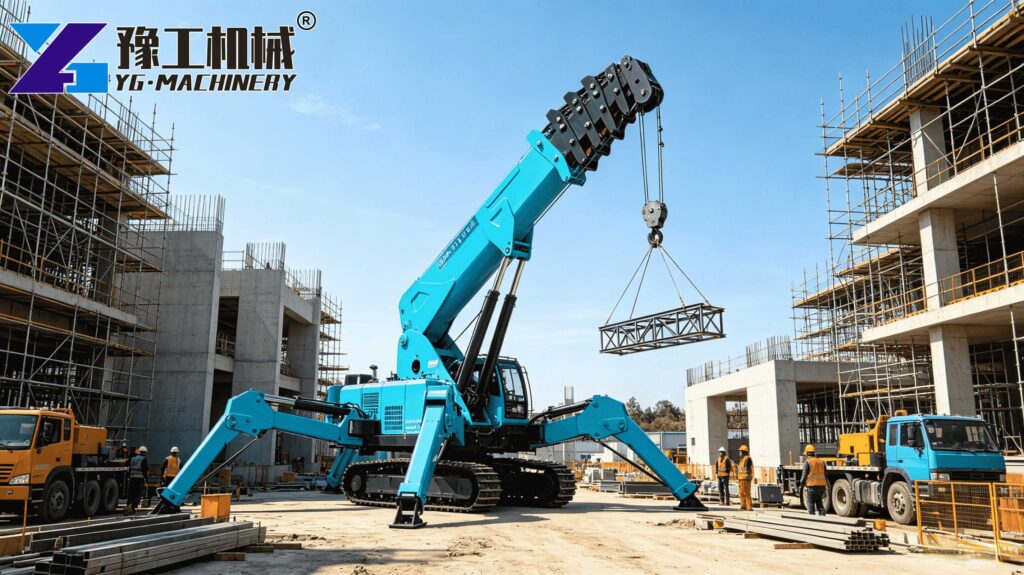 Electric Spider Crane Construction Site