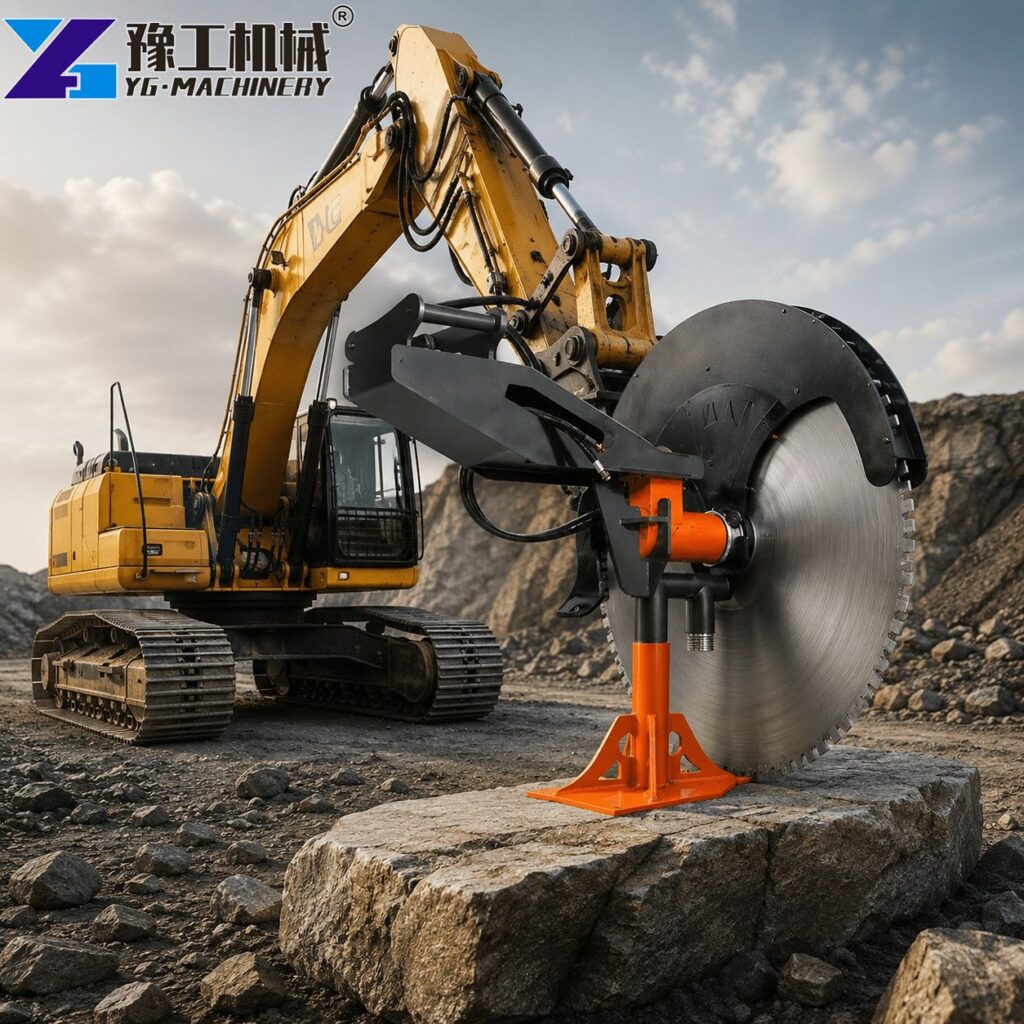 Excavator Rock Cutting Attachment Working
